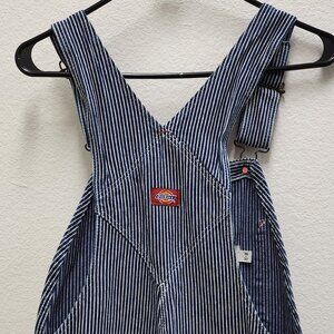 Dickies Navy and White Striped Women's Denim Overalls 30 x 30